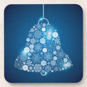 Blauw en glanzend witte sneeuwvlokken Kerstbel Bier Onderzetter (Voorkant)