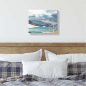Blauw en Glittering Gold Landscape Canvas Afdruk (Insitu (Slaapkamer))