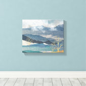 Blauw en Glittering Gold Landscape Canvas Afdruk (Insitu (Houten vloer))