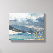 Blauw en Glittering Gold Landscape Canvas Afdruk (Voorkant)