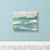 Blauw en glittering Gold Landscape Canvas afdrukke (Insitu (Houten vloer))