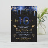 Blauw en goïd Galaxy Marble Sweet Sixteen Kaart (Staand voorkant)