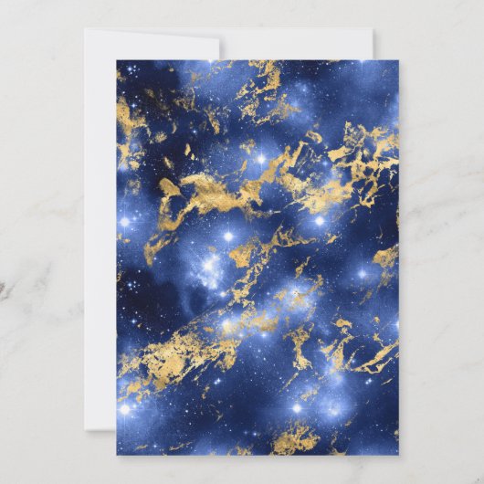 Blauw en goïd Galaxy Marble Sweet Sixteen Kaart (Achterkant)