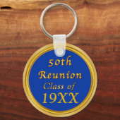 Blauw- en Gold 50e-klasse-reülefeportkleuren Sleutelhanger (Achterkant)