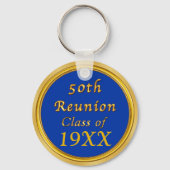 Blauw- en Gold 50e-klasse-reülefeportkleuren Sleutelhanger (Achterkant)