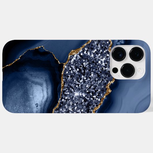 BLAUW- EN GOLD-AGATE-PATROON Case-Mate iPhone CASE (Achterkant (horizontaal))