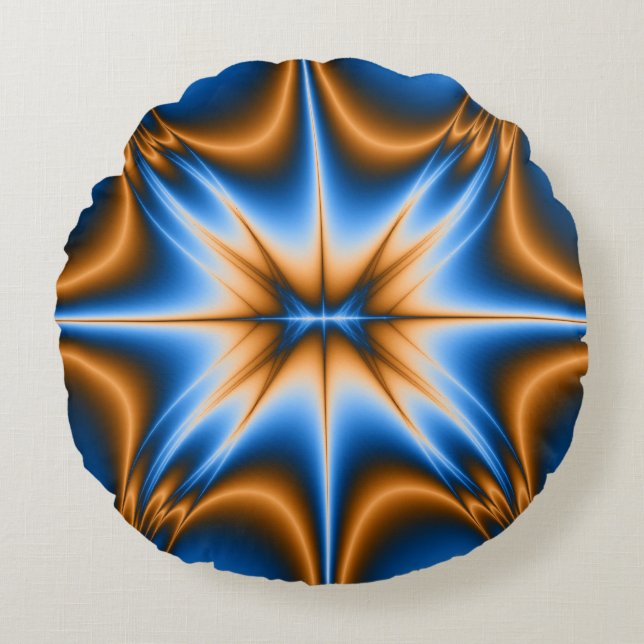 Blauw- en Gold-design Star Rond Kussen (Voorkant)