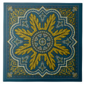 Blauw- en Gold Star Point Deco Tegeltje (Voorkant)