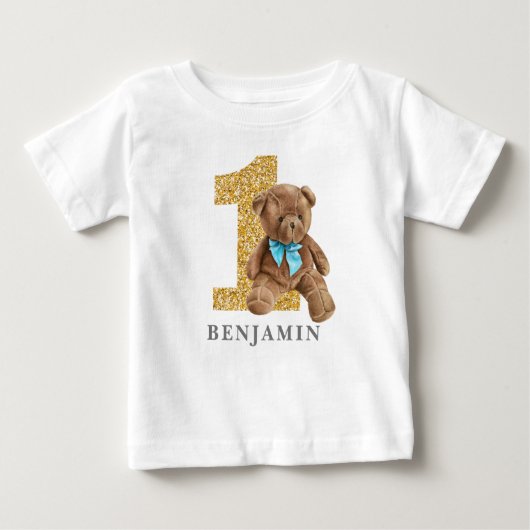 Blauw en goud, 1e verjaardag Teddy Bear (Voorkant)