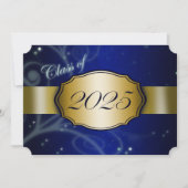 Blauw en Goud 2025 Afstudeerfeest Kaart (Voorkant)