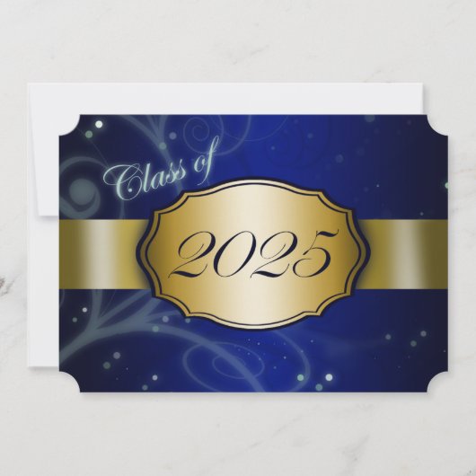 Blauw en Goud 2025 Afstudeerfeest Kaart (Voorkant)
