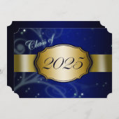 Blauw en Goud 2025 Afstudeerfeest Kaart (Voorkant / Achterkant)