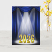 Blauw en Goud 2025 Afstuderen Spotlight Kaart (Gele Bloem)