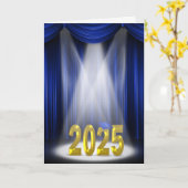 Blauw en Goud 2025 Afstuderen Spotlight Kaart (Gele Bloem)