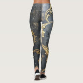 Blauw en goud 3D Leggings (Achterkant)