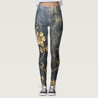 Blauw en goud 3D Leggings
