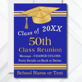Blauw en Goud 50e Klasse Reünie Uitnodigingen