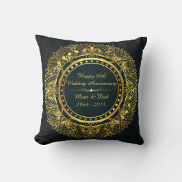 Blauw en Goud 50ste Huwelijksjubileum Klassieker Kussen