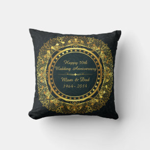 Blauw en Goud 50ste Huwelijksjubileum Klassieker Kussen