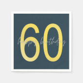 Blauw en goud 60e verjaardag servet (Voorkant)