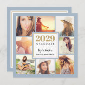 Blauw en goud | 8 Fotoplein-gradustrie Aankondiging (Voorkant / Achterkant)