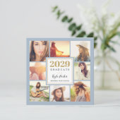 Blauw en goud | 8 Fotoplein-gradustrie Aankondiging (Staand voorkant)