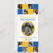 Blauw en Goud 9 Foto Afstuderen Aankondiging (Voorkant)