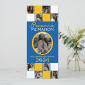 Blauw en Goud 9 Foto Afstuderen Aankondiging (Staand voorkant)