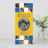 Blauw en Goud 9 Foto Afstuderen Aankondiging (Staand voorkant)