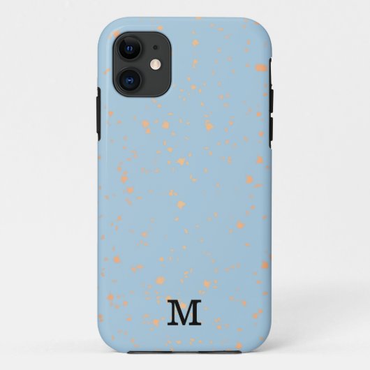 Blauw en Goud Abstract bewerkbaar Mongram Case-Mate iPhone Case (Achterkant)