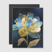 Blauw en Goud Abstract Bloem met Getextureerde Blo (Voorkant / Achterkant)