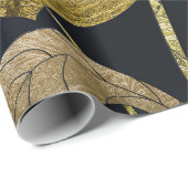 Blauw en Goud Abstract Bloem met Getextureerde Blo Cadeaupapier (Rol Hoek)