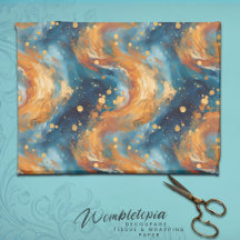 Blauw en Goud Abstract Buitenruimte Whirl