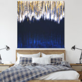 Blauw en Goud Abstract Digitaal Schilderen Canvas Afdruk (Insitu (Slaapkamer))