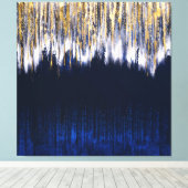 Blauw en Goud Abstract Digitaal Schilderen Canvas Afdruk (Insitu (Houten vloer))
