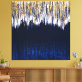 Blauw en Goud Abstract Digitaal Schilderen Canvas Afdruk (Insitu (Woonkamer))