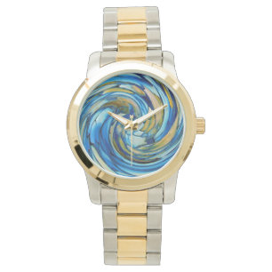 Blauw en goud Abstract Dolfijnhorloges Horloge
