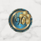 Blauw en Goud Abstract Gelukkige 00ste Verjaardag Confetti (Kleine voorkant)