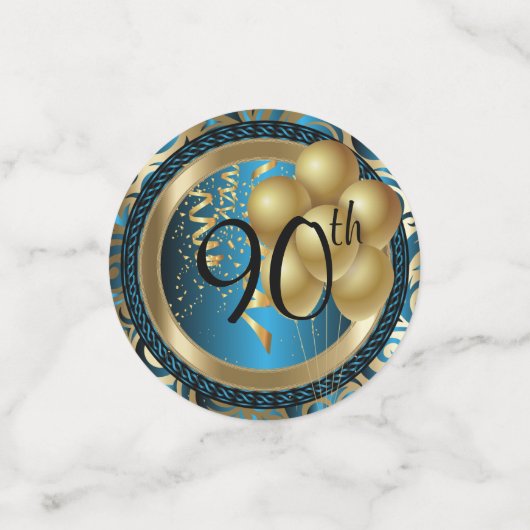 Blauw en Goud Abstract Gelukkige 00ste Verjaardag Confetti (Kleine voorkant)