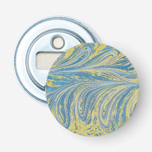 Blauw En Goud Abstract Golf Button Flesopener