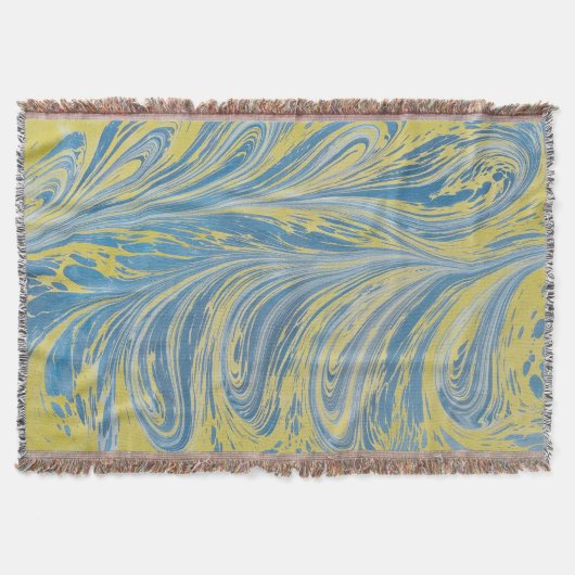 Blauw En Goud Abstract Golf Deken (Voorkant)