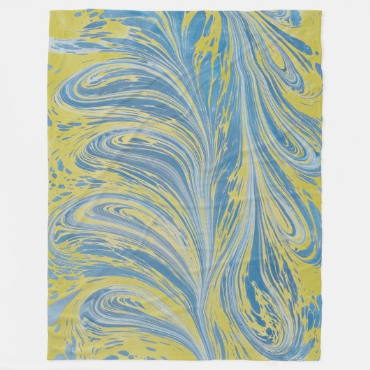 Blauw En Goud Abstract Golf Fleece Deken (Voorkant)