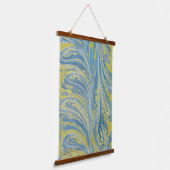 Blauw En Goud Abstract Golf Hangend Wandkleed (Gebogen)