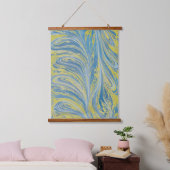 Blauw En Goud Abstract Golf Hangend Wandkleed (Slaapkamer)