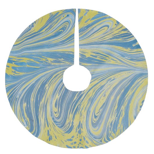 Blauw En Goud Abstract Golf Kerstboom Rok (Voorkant)