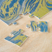 Blauw En Goud Abstract Golf Legpuzzel (Zijkant)