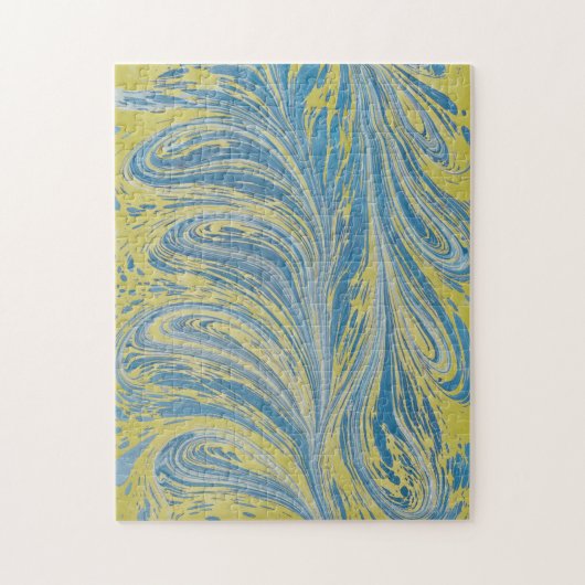 Blauw En Goud Abstract Golf Legpuzzel (Verticaal)