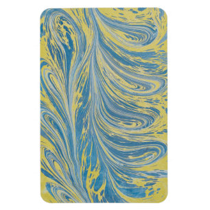 Blauw En Goud Abstract Golf Magneet