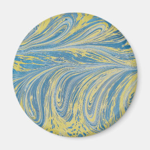 Blauw En Goud Abstract Golf Magneet