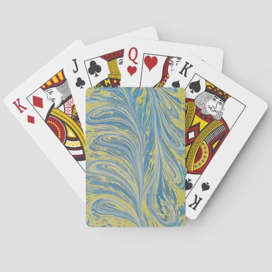 Blauw En Goud Abstract Golf Pokerkaarten (Achterkant)
